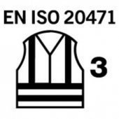 Îmbrăcăminte reflectorizantă cu vizibilitate ridicată pentru uz profesional X: indică clasa generală a produsului, în funcție de suprafața materialului fluorescent și a benzilor reflectorizante.