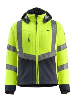Geaca reflectorizanta softshell galben-bleumarin inchis