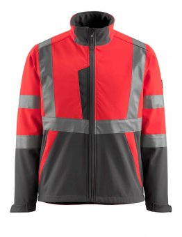 Geaca reflectorizanta softshell rosu-antracit inchis   