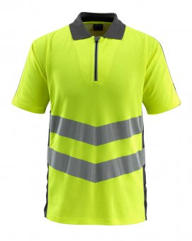 Tricou polo cu fermoar galben reflectorizant - antracit inchis
