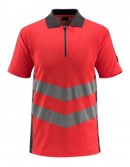 Tricou polo cu fermoar rosu reflectorizant - antracit inchis