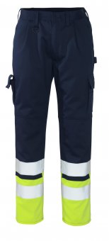 Pantaloni reflectorizanti de lucru bleumarin galben 