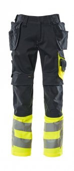Pantaloni reflectorizanti de lucru bleumarin inchis galben