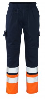 Pantaloni reflectorizanti de lucru bleumarin portocaliu 