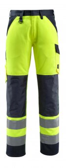 Pantaloni reflectorizanti de lucru galben bleumarin inchis