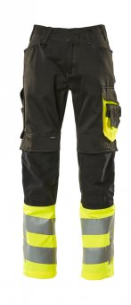 Pantaloni reflectorizanti de lucru negru galben