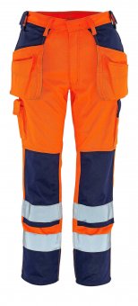 Pantaloni reflectorizanti de lucru portocaliu bleumarin