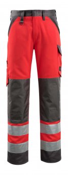 Pantaloni reflectorizanti de lucru rosu antracit inchis
