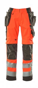 Pantaloni reflectorizanti de lucru rosu antracit inchis
