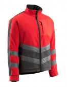 Geaca reflectorizanta fleece rosu-antracit inchis