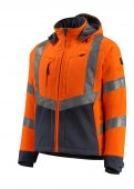 Geaca reflectorizanta softshell portocaliu-bleumarin inchis