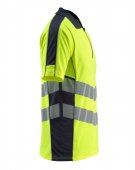 Tricou polo cu fermoar galben reflectorizant - bleumarin inchis