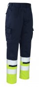 Pantaloni reflectorizanti de lucru bleumarin galben 