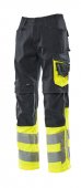 Pantaloni reflectorizanti de lucru bleumarin inchis galben
