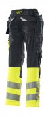 Pantaloni reflectorizanti de lucru bleumarin inchis galben