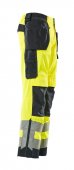 Pantaloni reflectorizanti de lucru galben bleumarin inchis