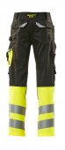 Pantaloni reflectorizanti de lucru negru galben