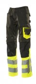 Pantaloni reflectorizanti de lucru negru galben