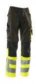 Pantaloni reflectorizanti de lucru negru galben