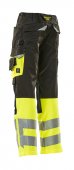 Pantaloni reflectorizanti de lucru negru galben