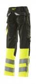 Pantaloni reflectorizanti de lucru negru galben