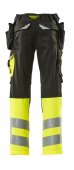 Pantaloni reflectorizanti de lucru negru galben