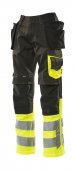 Pantaloni reflectorizanti de lucru negru galben
