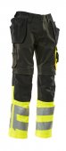 Pantaloni reflectorizanti de lucru negru galben