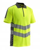 Tricou polo cu fermoar galben reflectorizant - antracit inchis