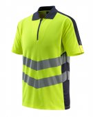 Tricou polo cu fermoar galben reflectorizant - bleumarin inchis