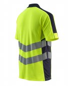 Tricou polo cu fermoar galben reflectorizant - bleumarin inchis