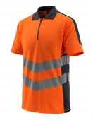 Tricou polo cu fermoar portocaliu reflectorizant - bleumarin inchis