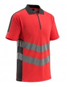 Tricou polo cu fermoar rosu reflectorizant - antracit inchis